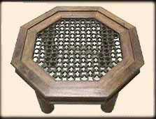 Shisham Wood Octagonal Table with Iron Grill Base for a Glass Top